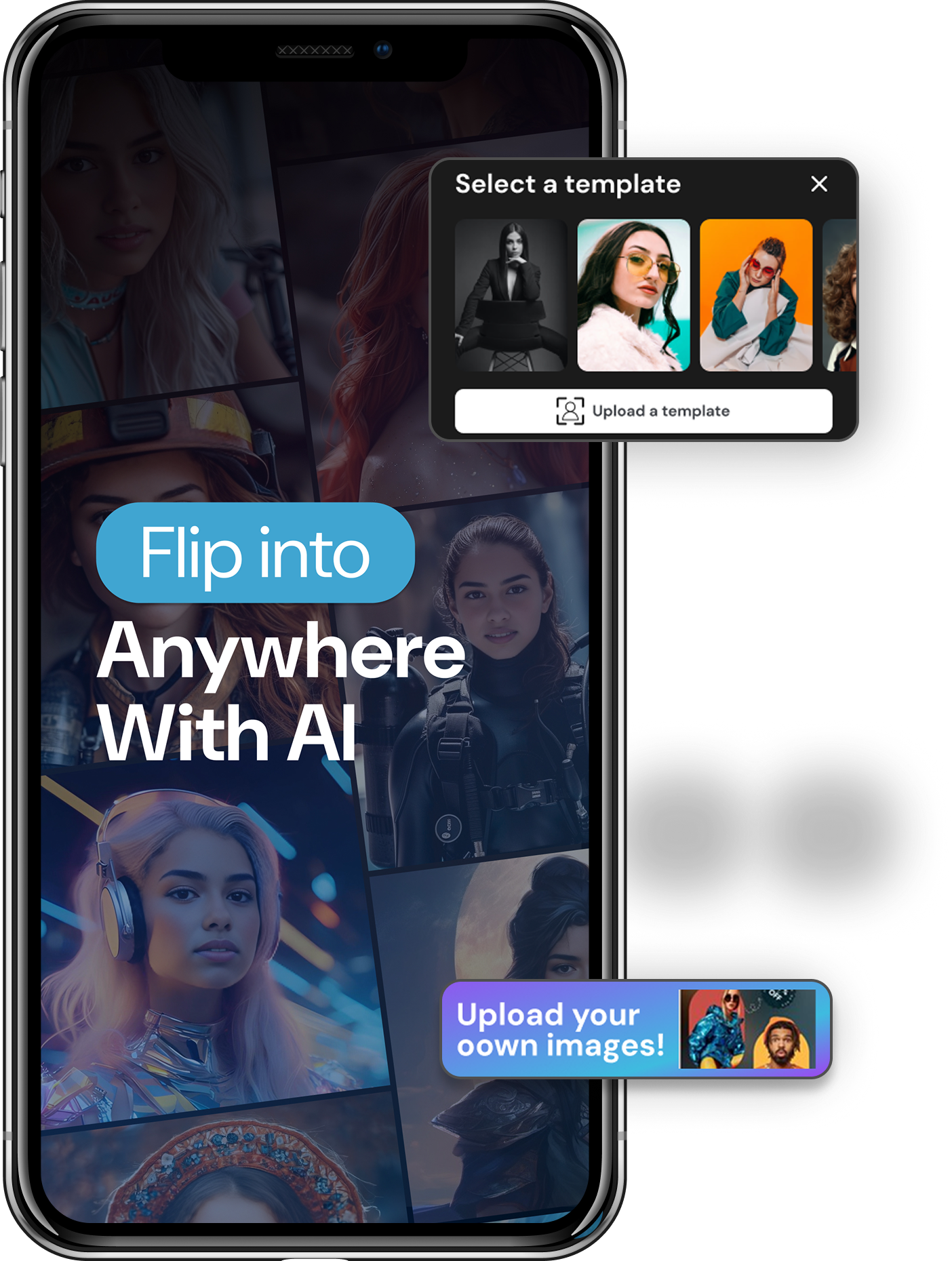 FaceFlip AI transformation and template-selection preview