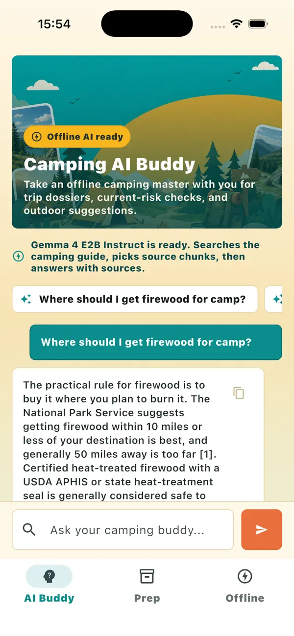 Camping AI Buddy app screenshot