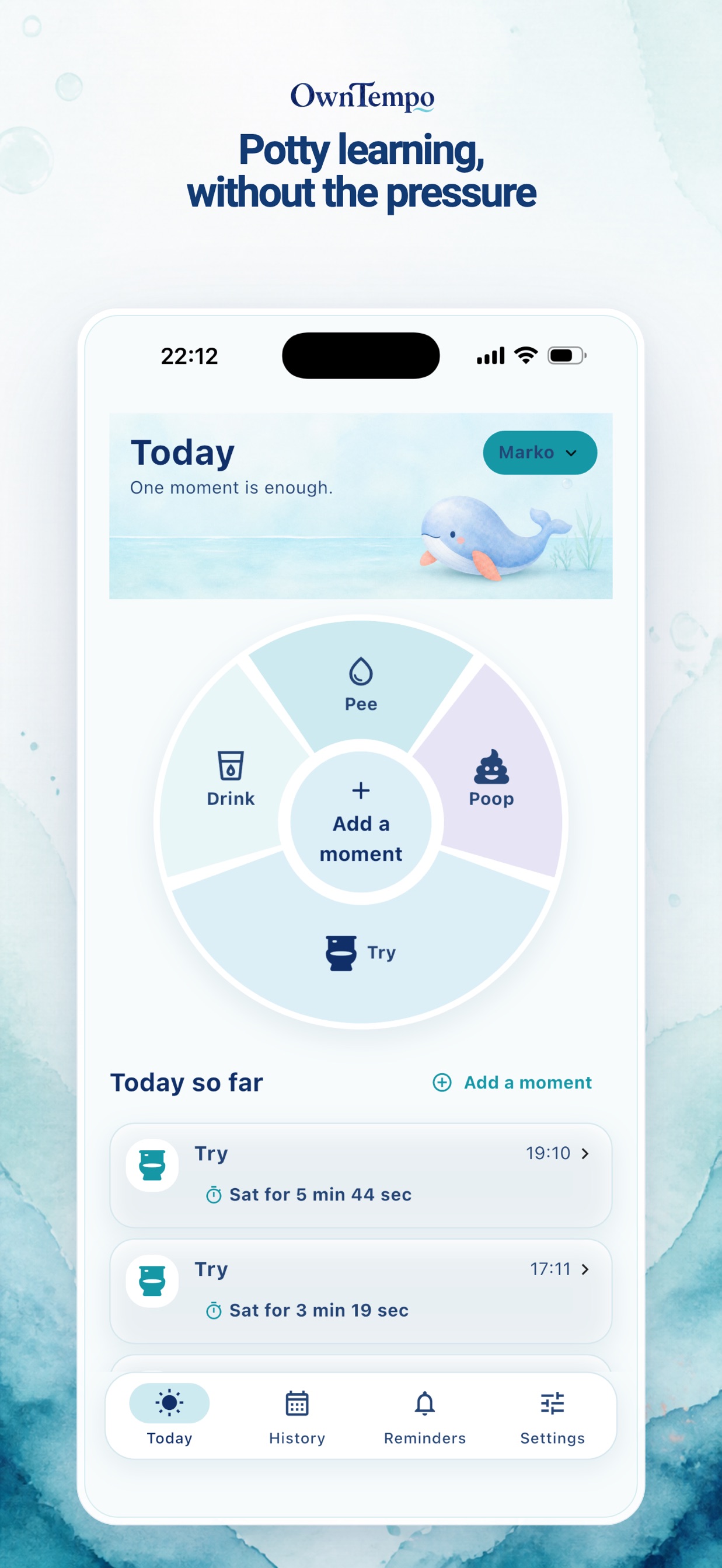 OwnTempo potty-training app screen