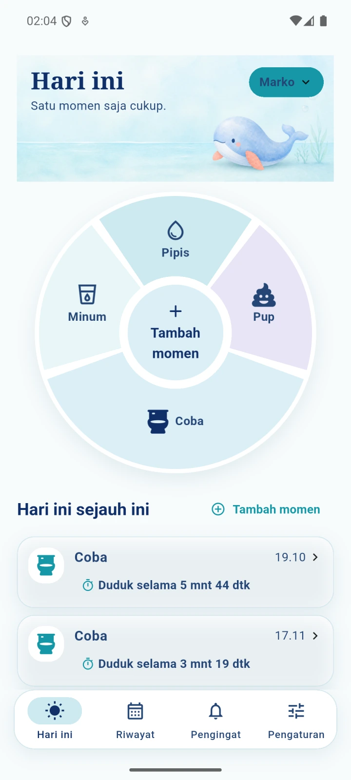OwnTempo: Latihan toilet — timer dan pengingat