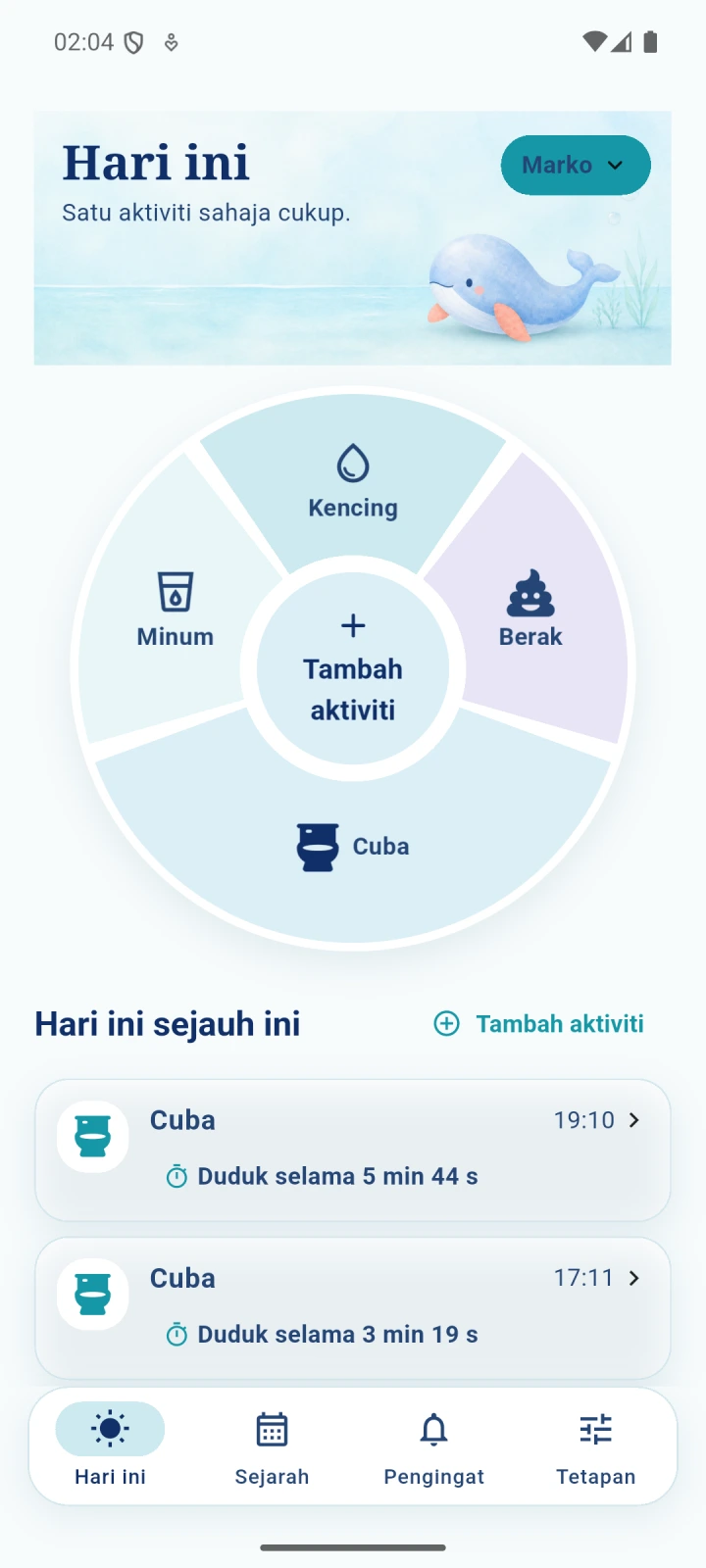 OwnTempo: Latihan tandas — pemasa dan peringatan