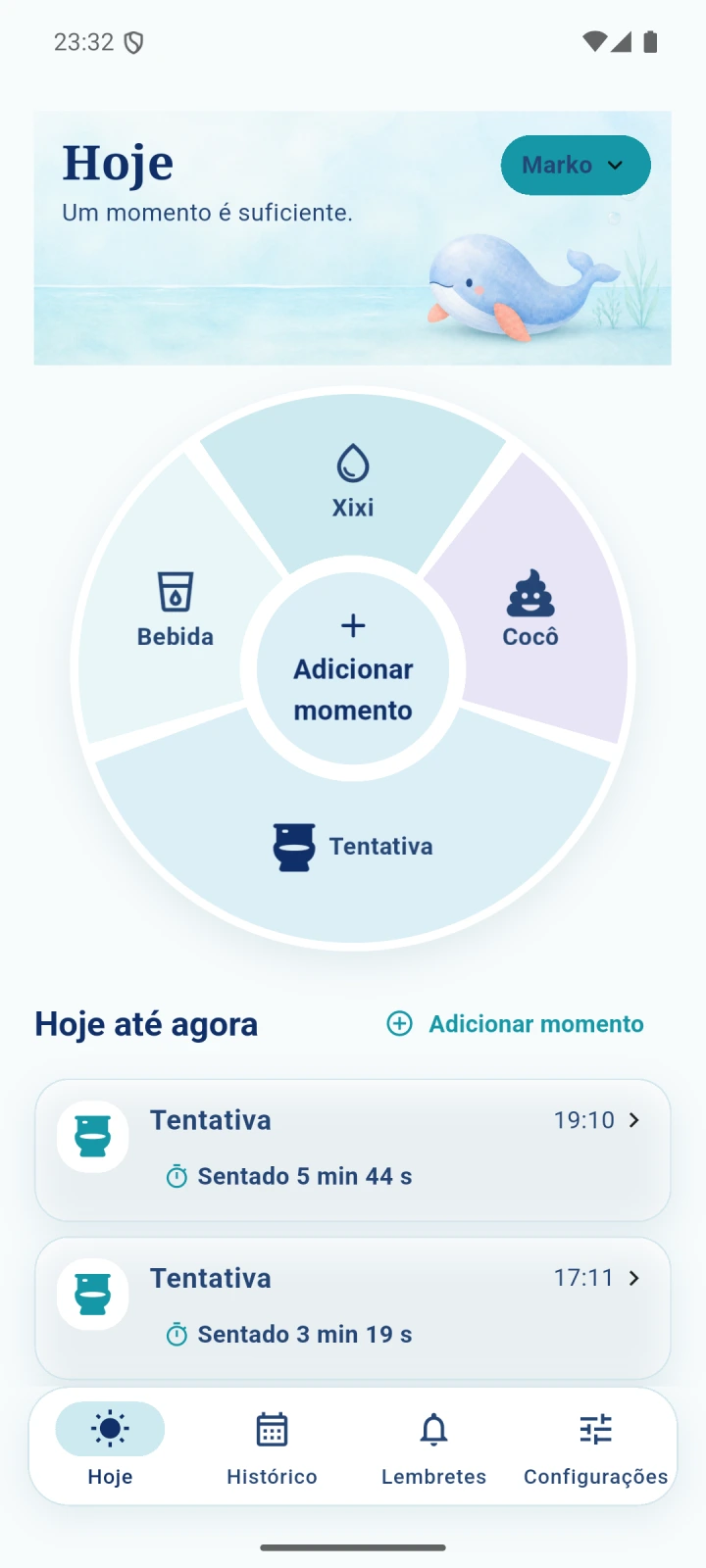 OwnTempo: Desfralde — diário, timer e lembretes